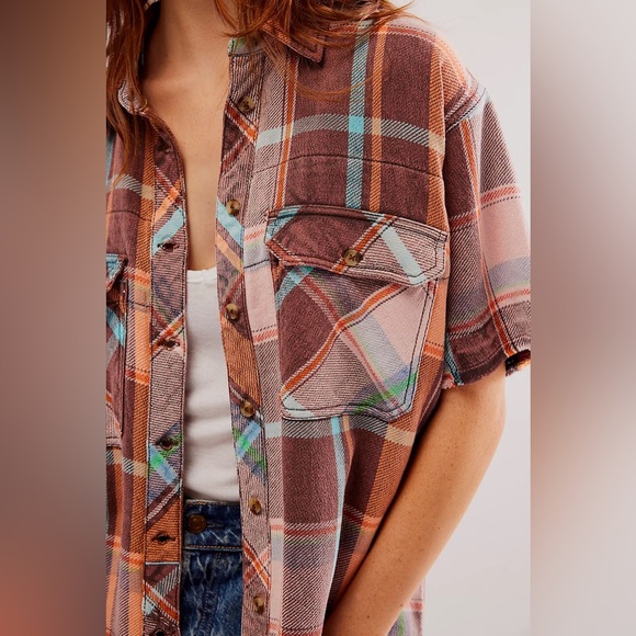 NEW Free People We The Free Vintage Crush Plaid Shirt - Picture 6 of 16